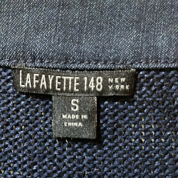 Womens Lafayette 148 Navy Blue Linen Cotton Cardigan Jacket - Picture 3 of 6